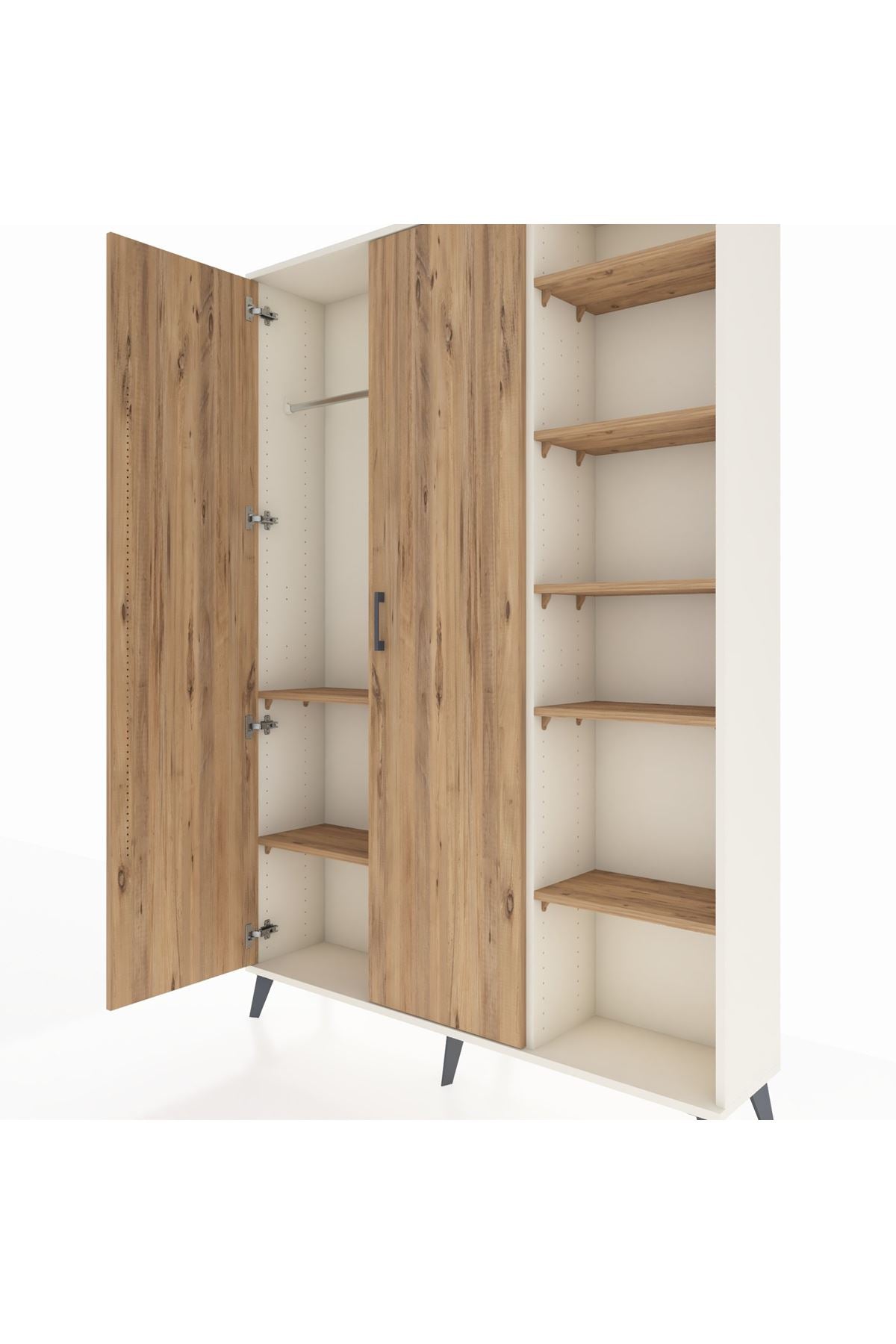 Arges Gardrop 7 Raflı 2 Kapaklı Tek Askılı 132x30x195 Aytaşı-Çam