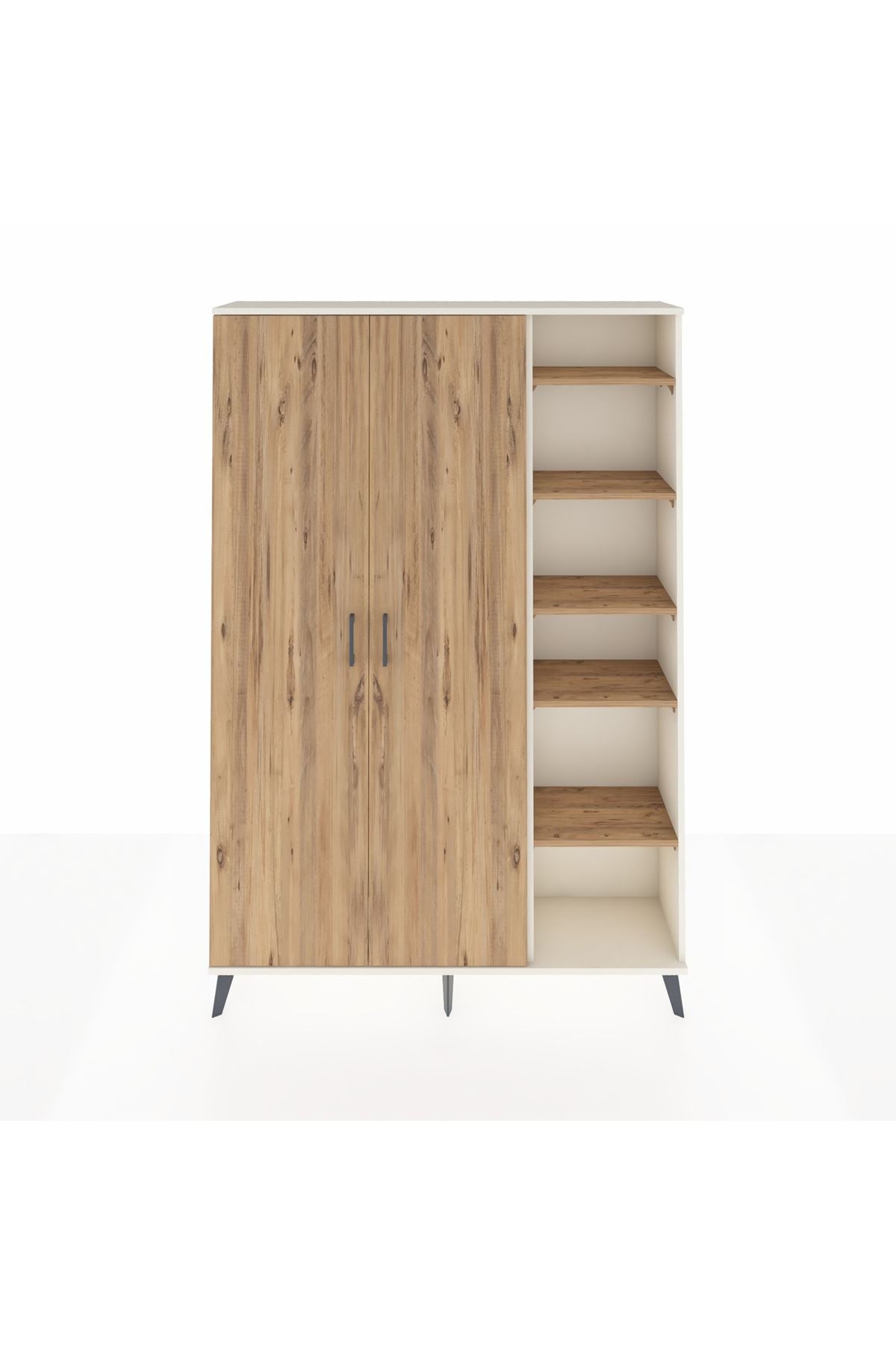 Arges Gardrop 7 Raflı 2 Kapaklı Tek Askılı 132x30x195 Aytaşı-Çam