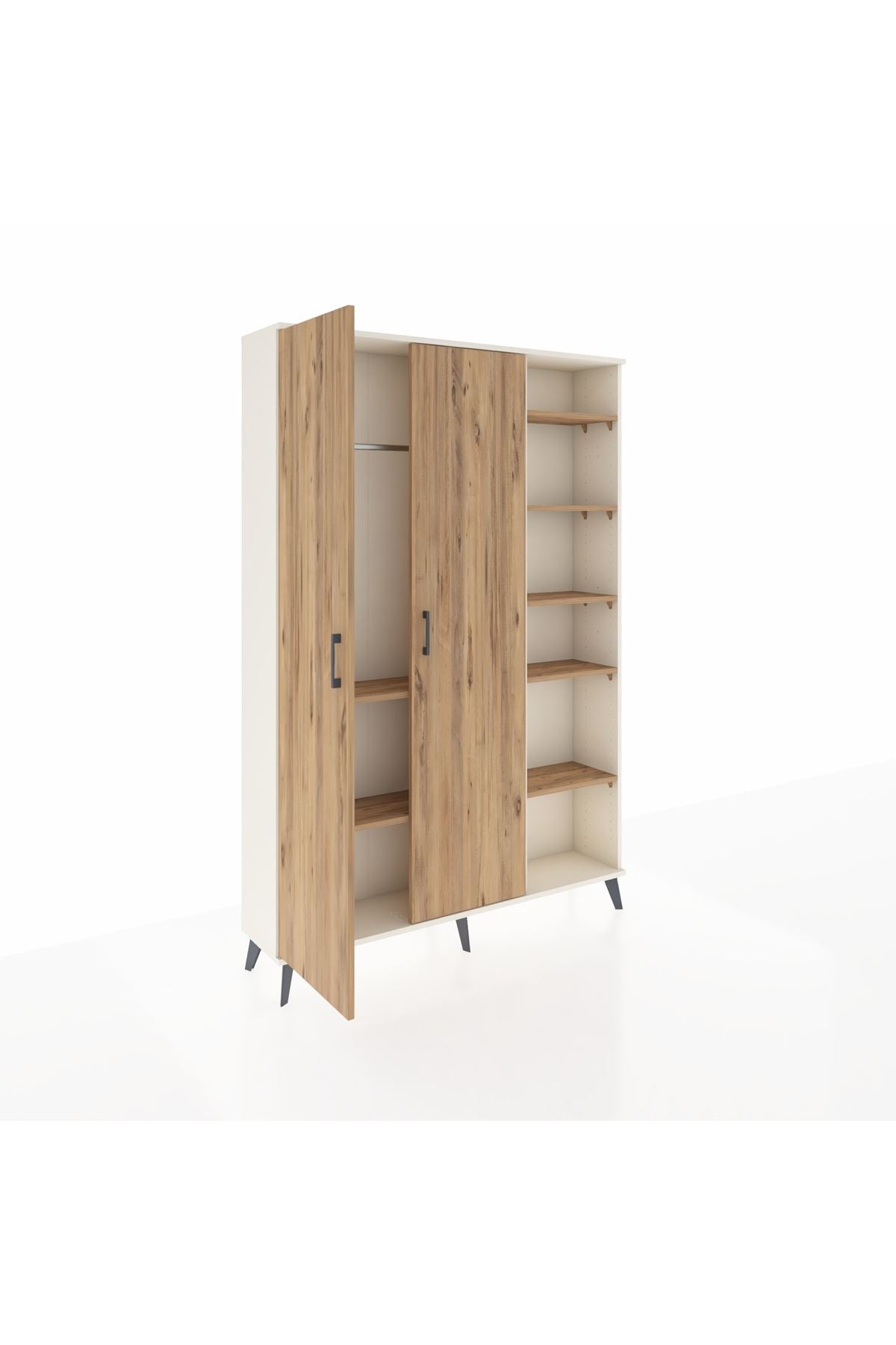 Arges Gardrop 7 Raflı 2 Kapaklı Tek Askılı 132x30x195 Aytaşı-Çam