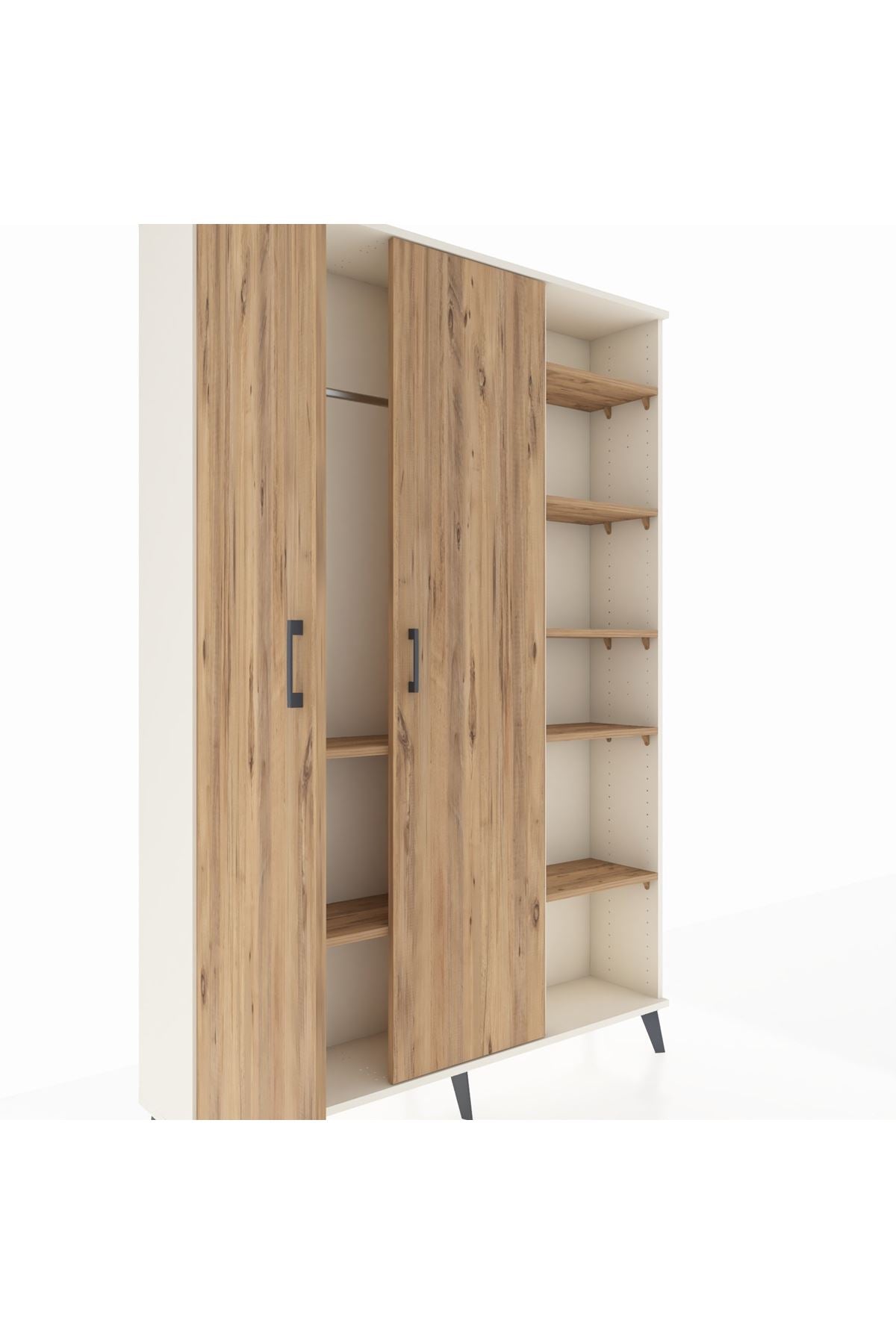 Arges Gardrop 7 Raflı 2 Kapaklı Tek Askılı 132x30x195 Aytaşı-Çam
