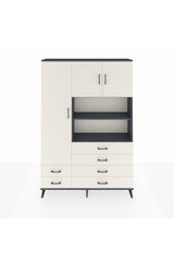 Arges Gardrop 8 Raflı 6 Çekmeceli 3 Kapaklı 132x30x195 Antrasit-Aytaşı
