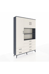 Arges Gardrop 8 Raflı 6 Çekmeceli 3 Kapaklı 132x30x195 Antrasit-Aytaşı