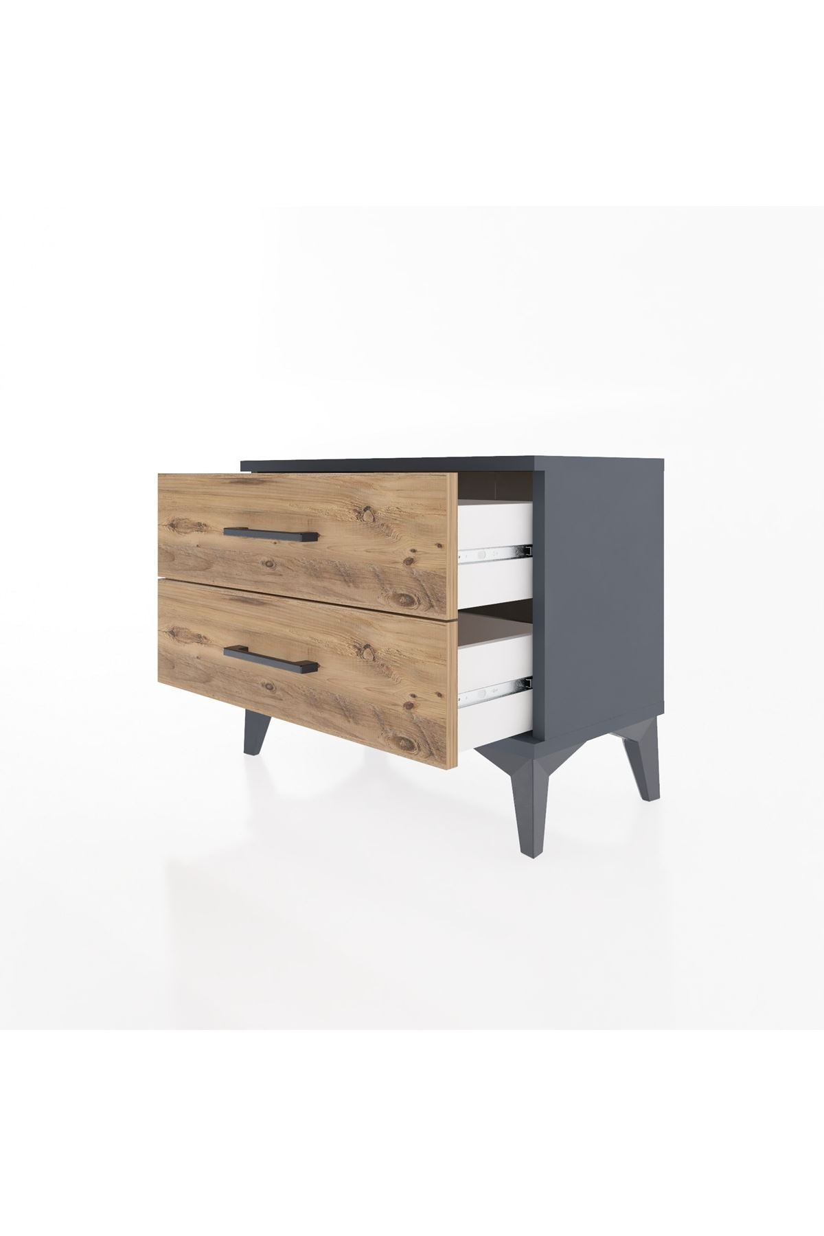 Arges Komodin 2 Çekmeceli 60x30x48 Antrasit-Çam