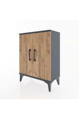 Arges Komodin 2 Raflı 2 Kapaklı 60x30x80 Antrasit-Çam