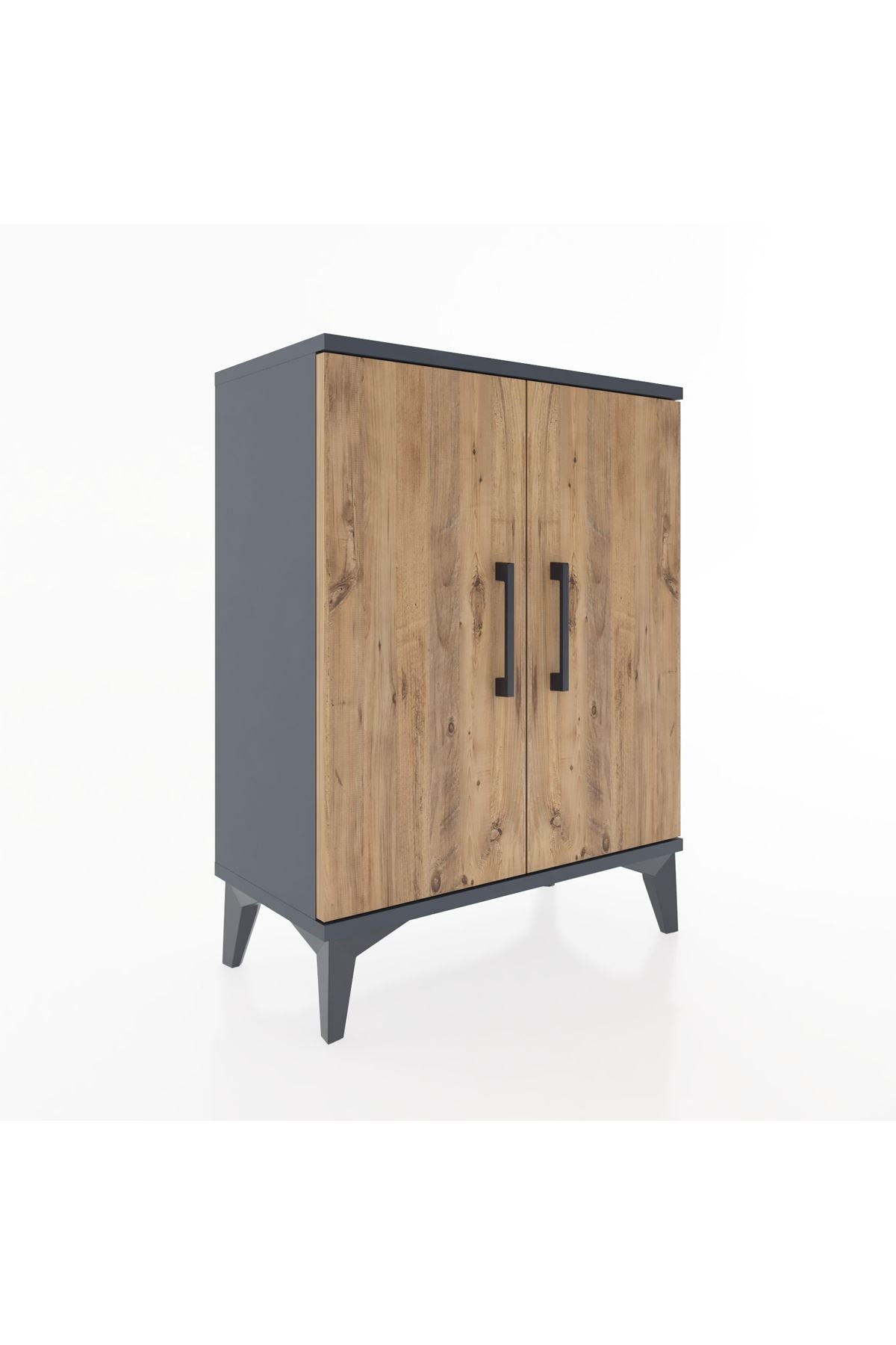 Arges Komodin 2 Raflı 2 Kapaklı 60x30x80 Antrasit-Çam