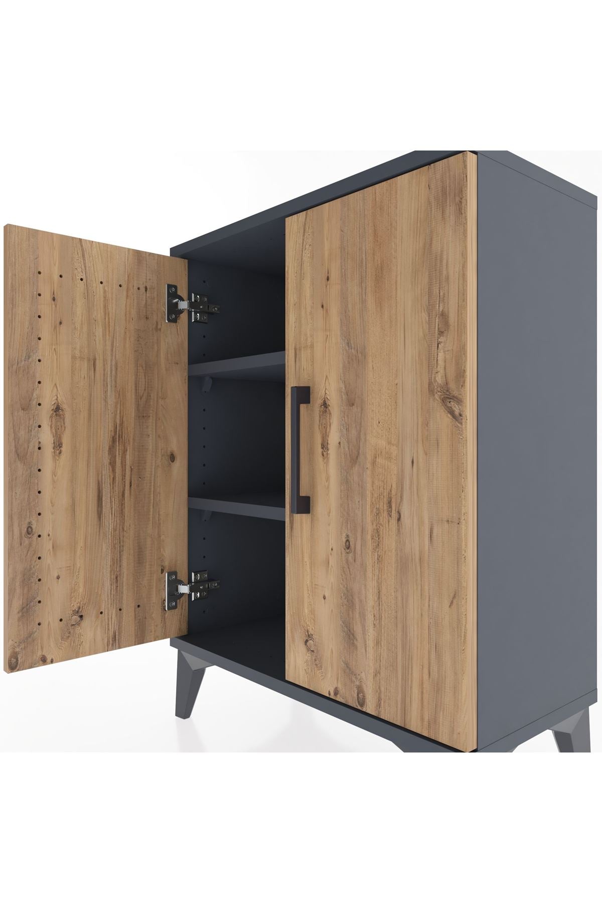 Arges Komodin 2 Raflı 2 Kapaklı 60x30x80 Antrasit-Çam