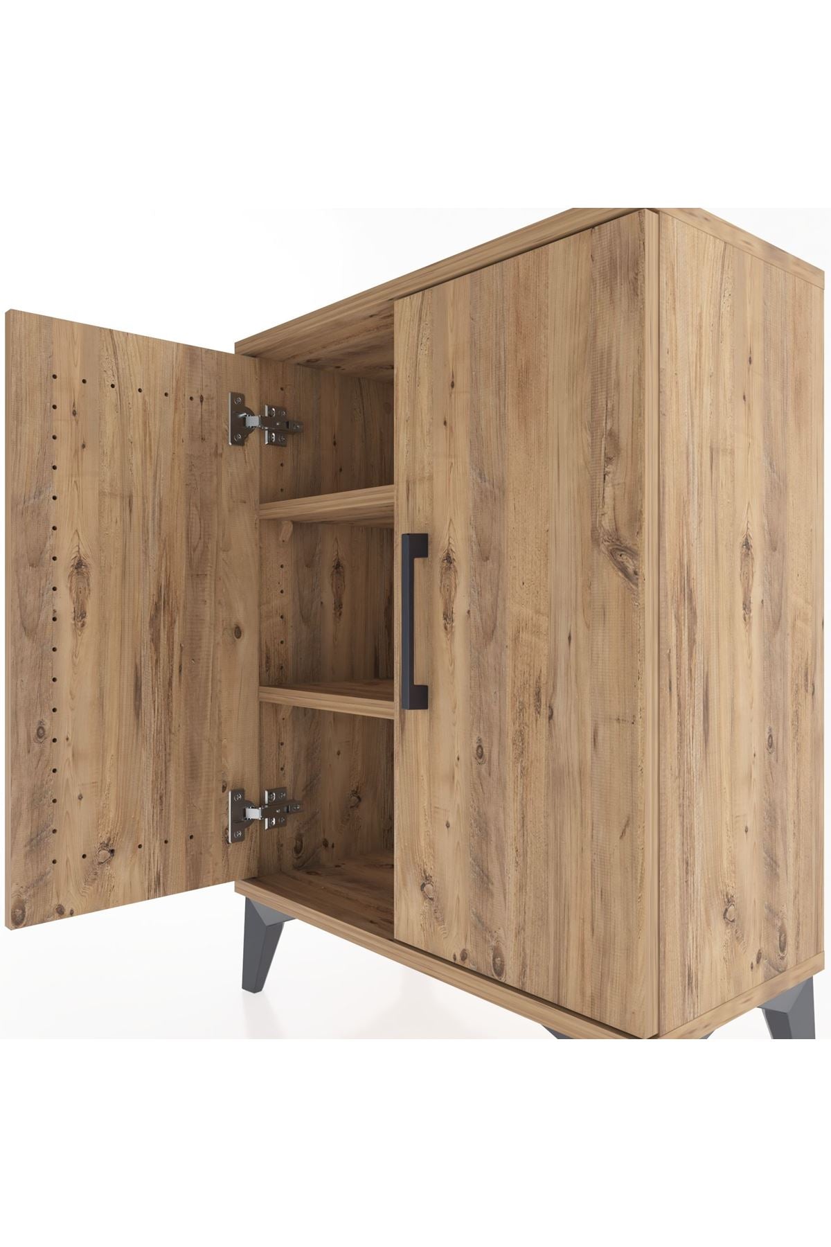 Arges Komodin 2 Raflı 2 Kapaklı 60x30x80 Çam-Çam