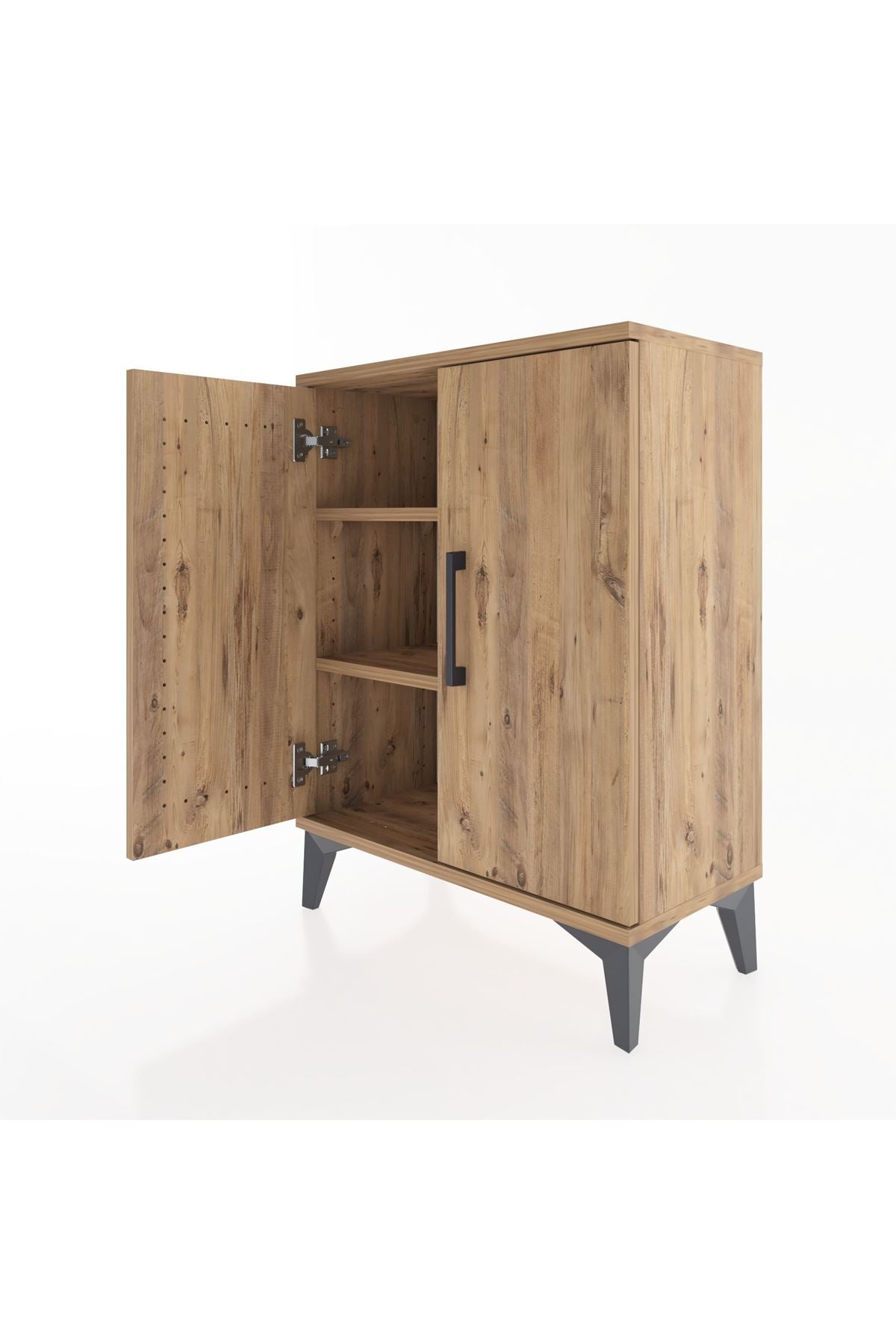 Arges Komodin 2 Raflı 2 Kapaklı 60x30x80 Çam-Çam