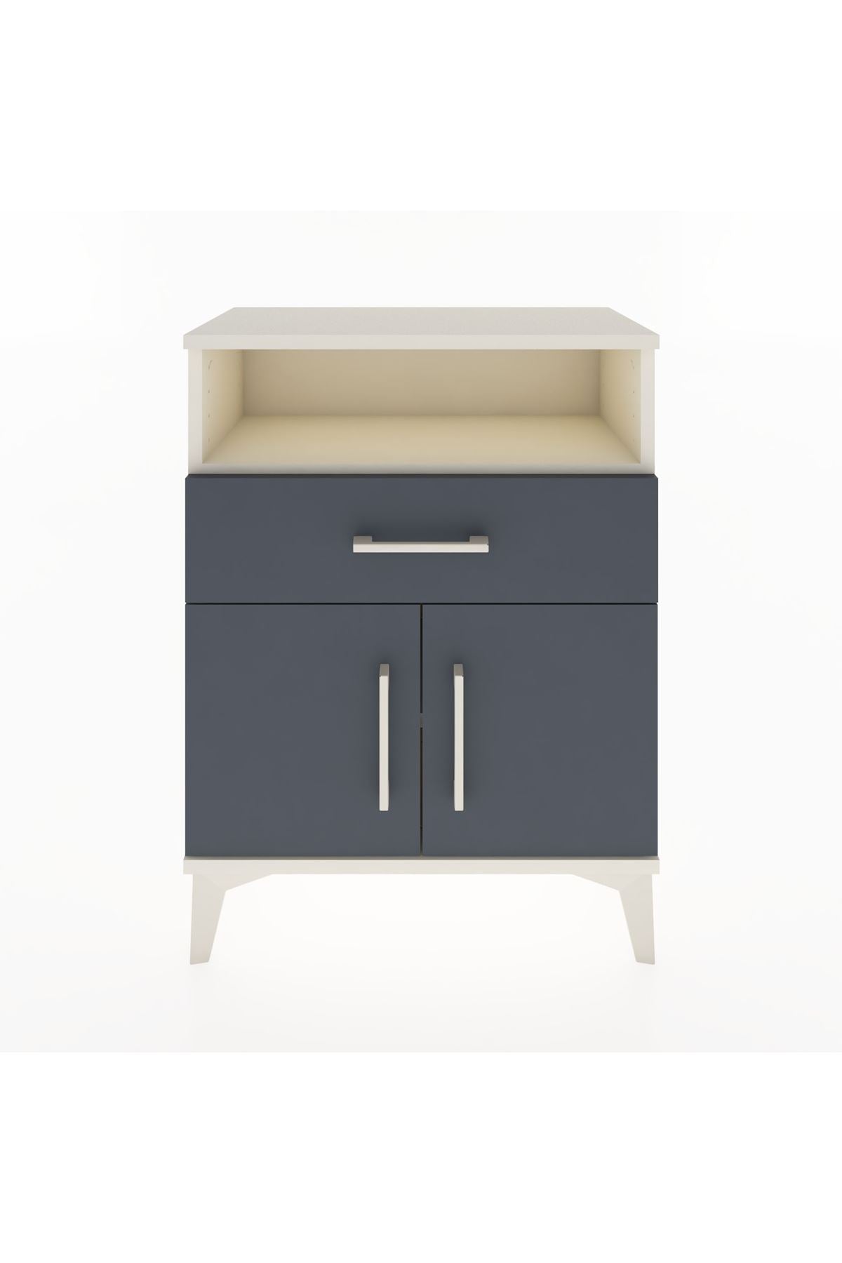 Arges Komodin 2 Raflı Tek Çekmeceli 2 Kapaklı 60x30x80 Aytaşı-Antrasit