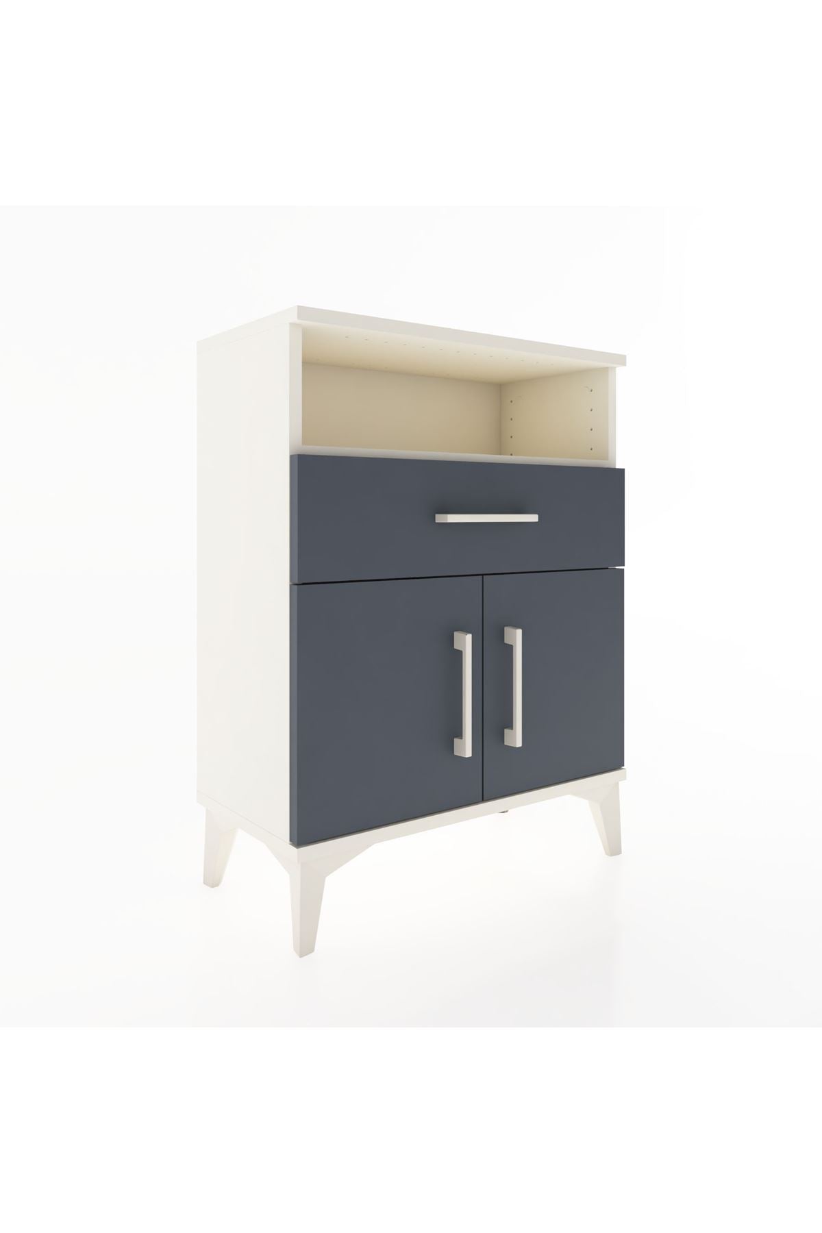 Arges Komodin 2 Raflı Tek Çekmeceli 2 Kapaklı 60x30x80 Aytaşı-Antrasit