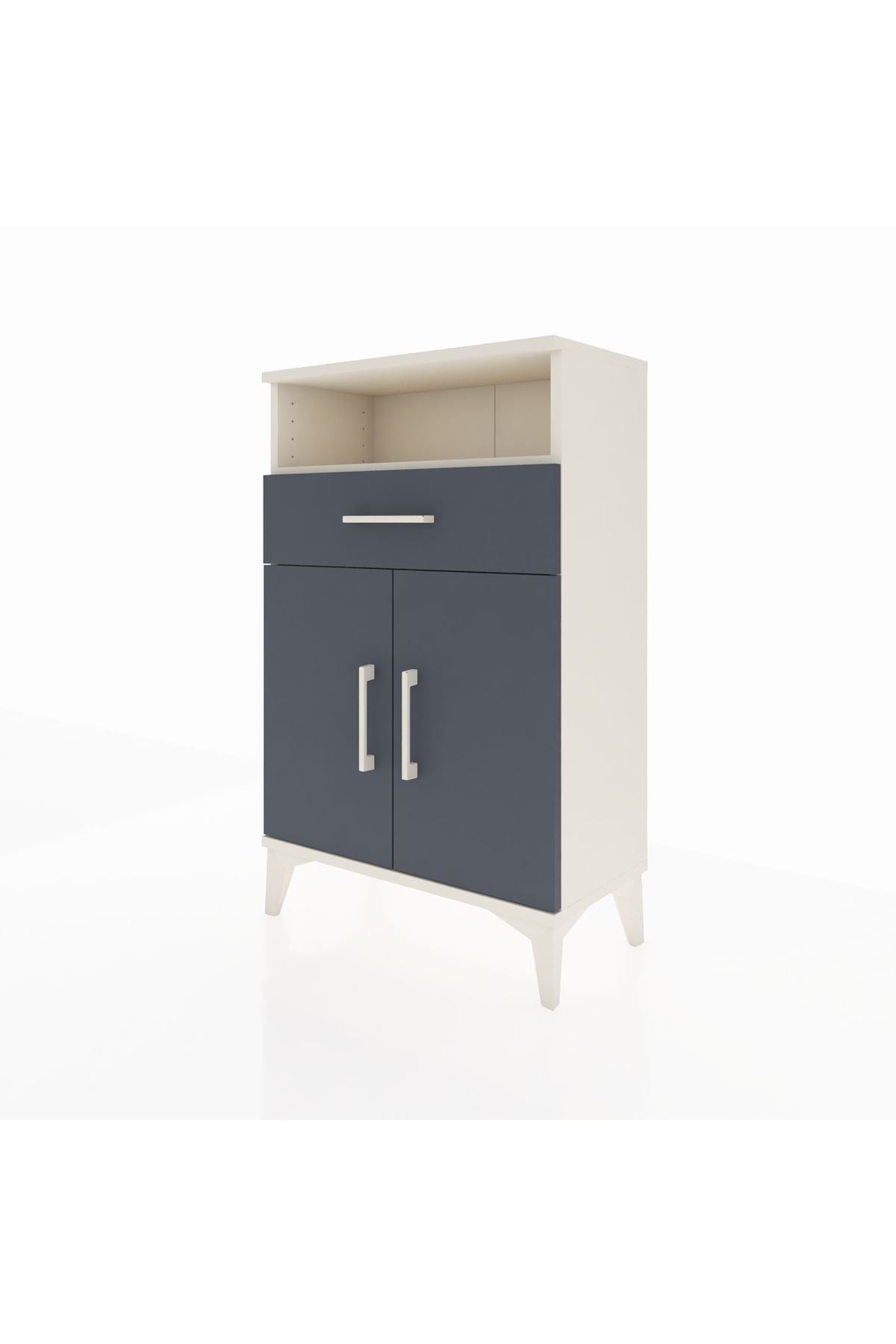 Arges Komodin 2 Raflı Tek Çekmeceli 2 Kapaklı 60x30x96 Aytaşı-Antrasit