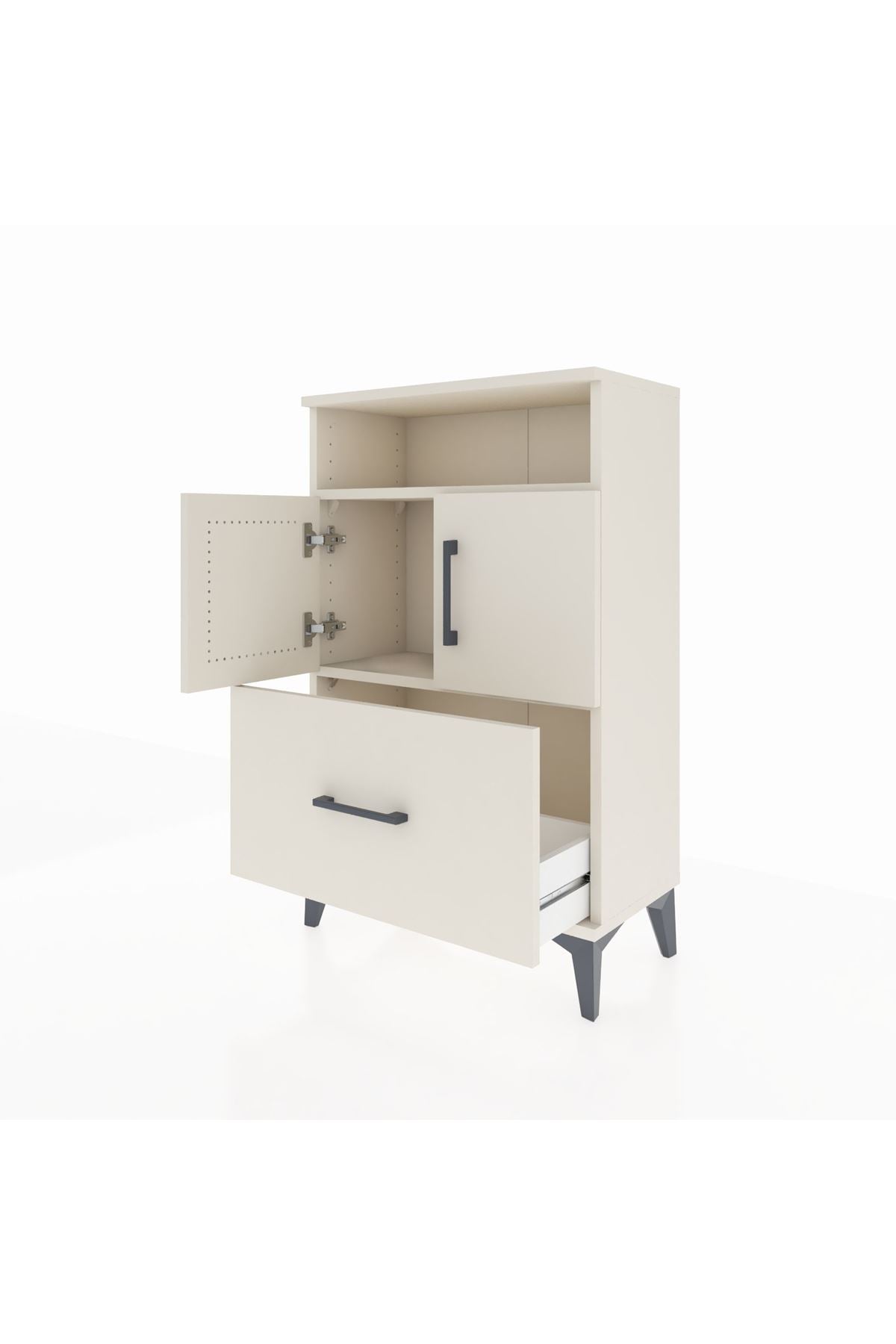 Arges Komodin 2 Raflı Tek Çekmeceli 2 Kapaklı 60x30x96 Aytaşı-Aytaşı