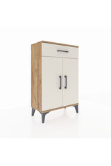 Arges Komodin 2 Raflı Tek Çekmeceli 2 Kapaklı 60x30x96 Çam-Aytaşı