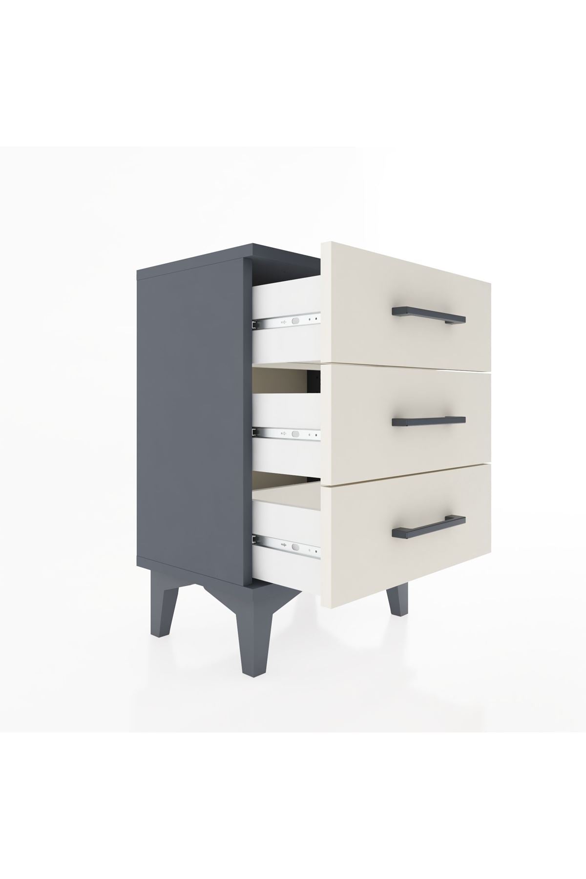 Arges Komodin 3 Çekmeceli 44x30x64 Antrasit-Aytaşı