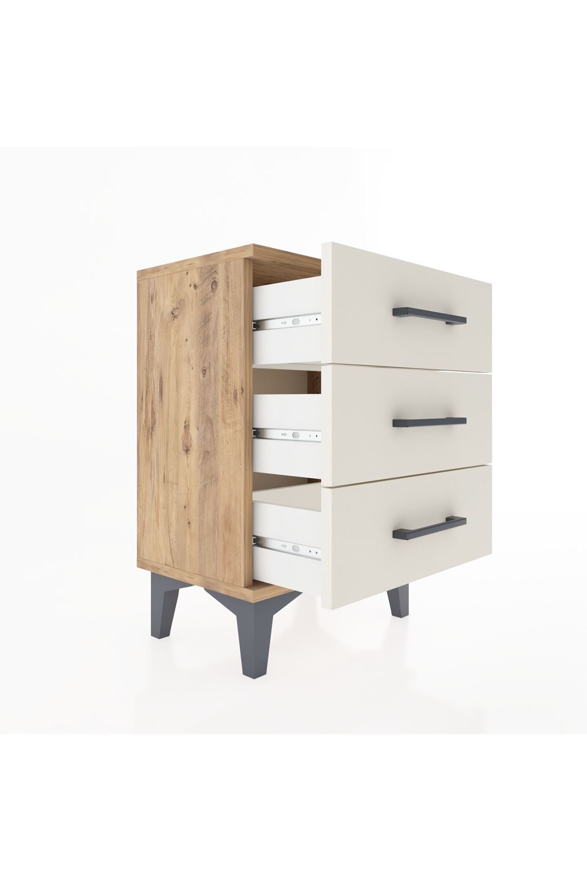 Arges Komodin 3 Çekmeceli 44x30x64 Çam-Aytaşı