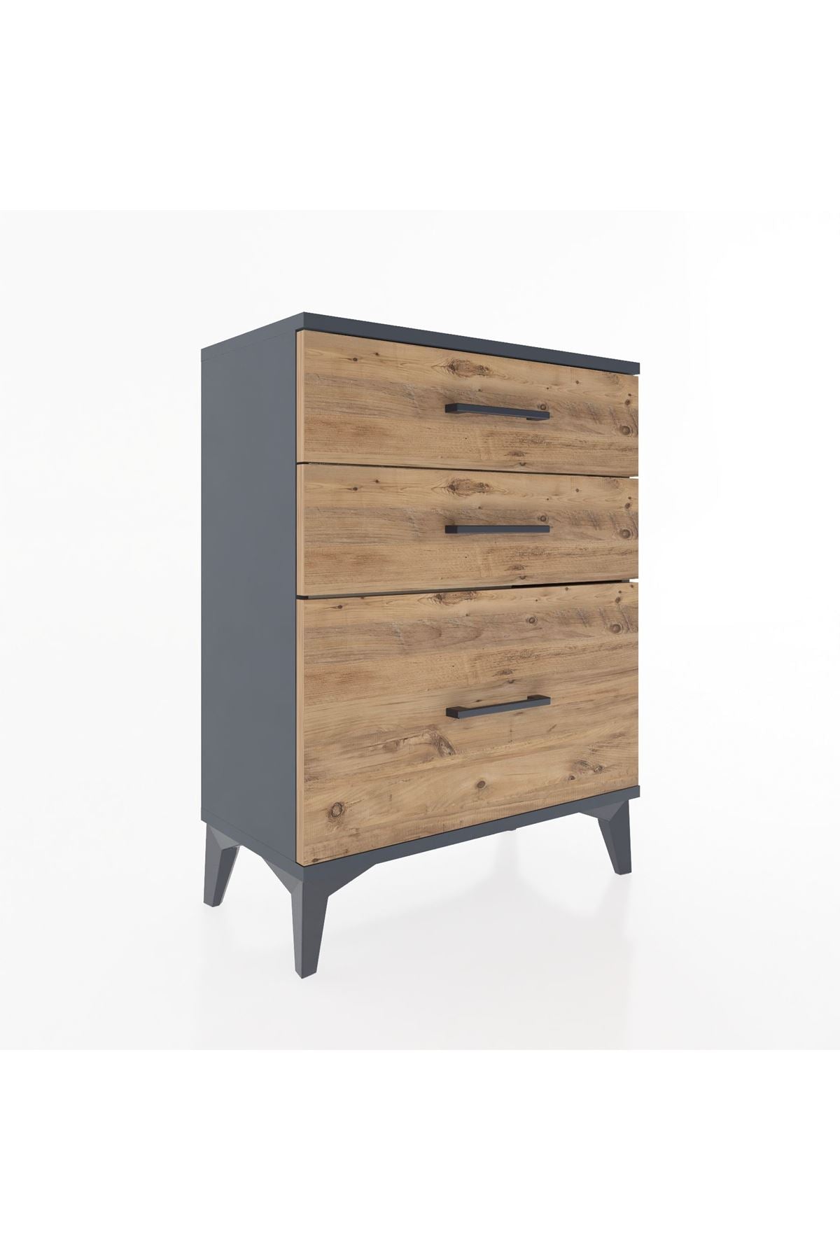 Arges Komodin 3 Çekmeceli 60x30x80 Antrasit-Çam