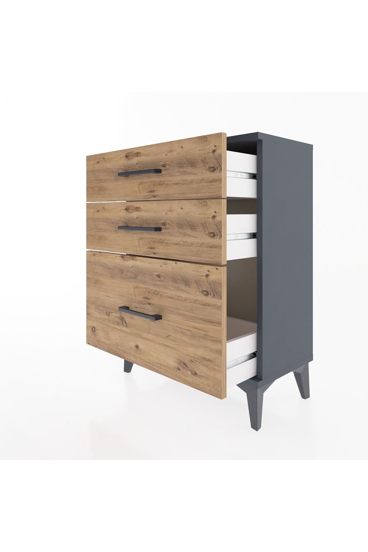 Arges Komodin 3 Çekmeceli 60x30x80 Antrasit-Çam