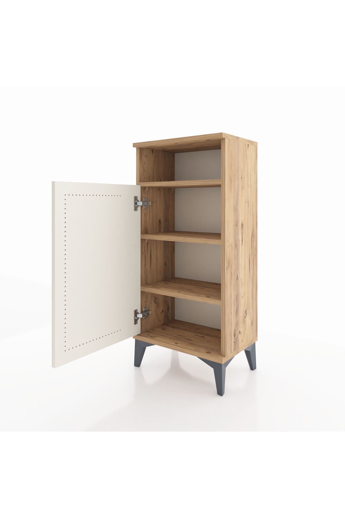 Arges Komodin 3 Raflı Tek Kapaklı 44x30x96 Çam-Aytaşı