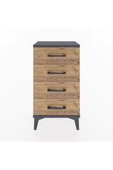 Arges Komodin 4 Çekmeceli 44x30x80 Antrasit-Çam