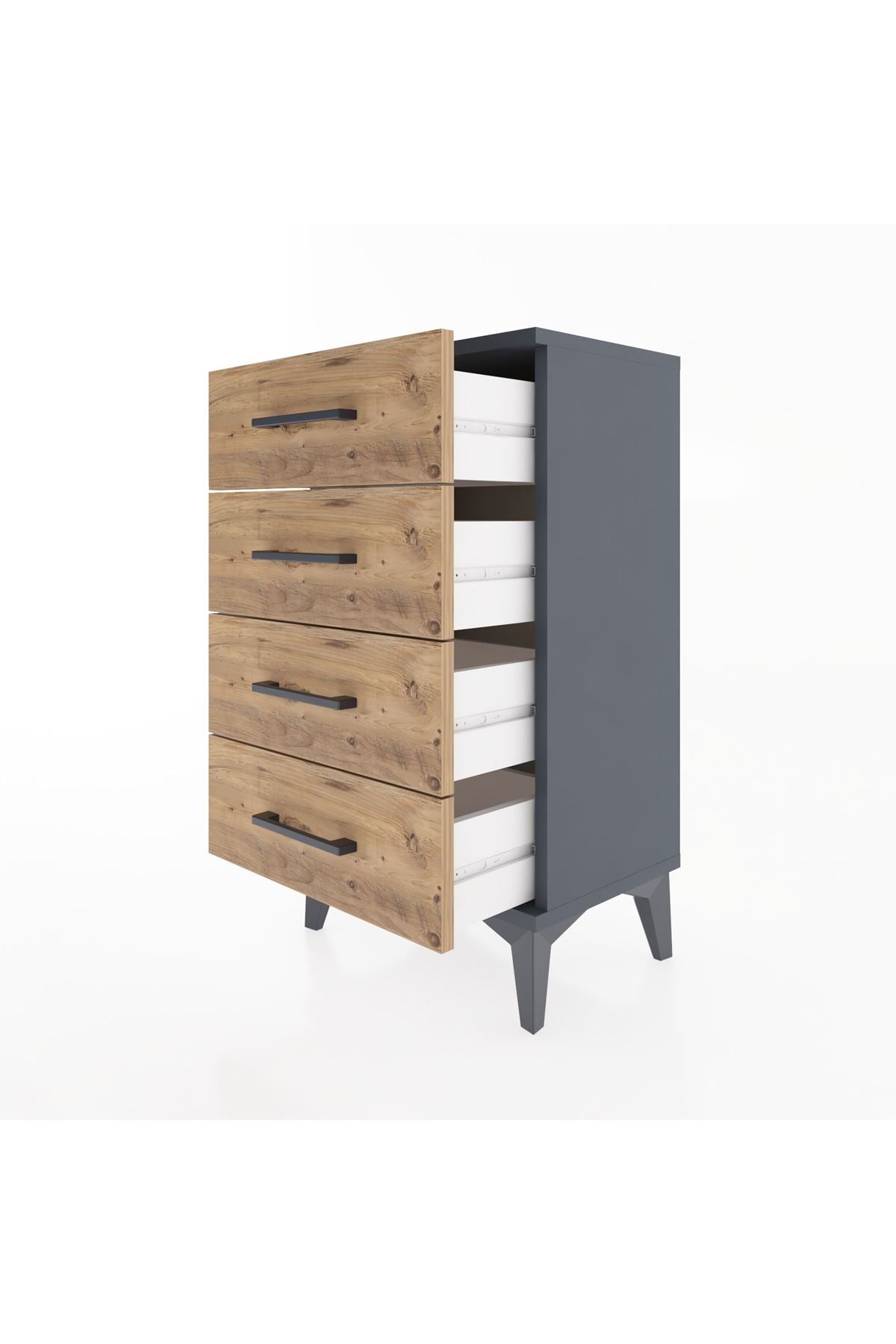 Arges Komodin 4 Çekmeceli 44x30x80 Antrasit-Çam