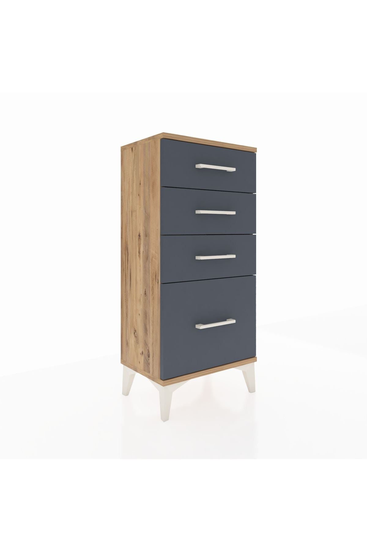 Arges Komodin 4 Çekmeceli 44x30x96 Çam-Antrasit