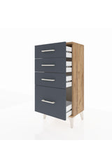 Arges Komodin 4 Çekmeceli 44x30x96 Çam-Antrasit