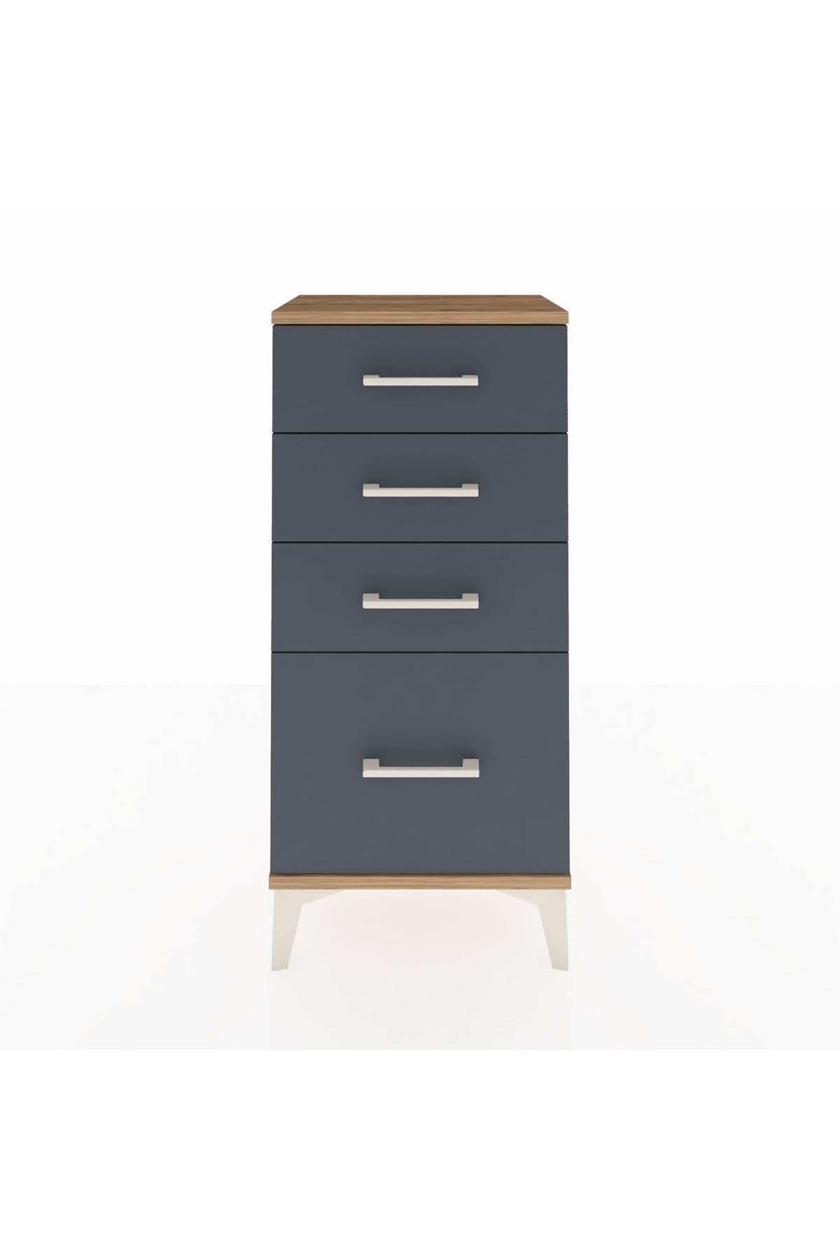 Arges Komodin 4 Çekmeceli 44x30x96 Çam-Antrasit