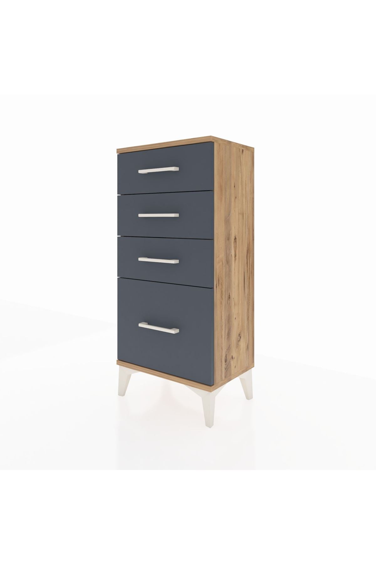 Arges Komodin 4 Çekmeceli 44x30x96 Çam-Antrasit