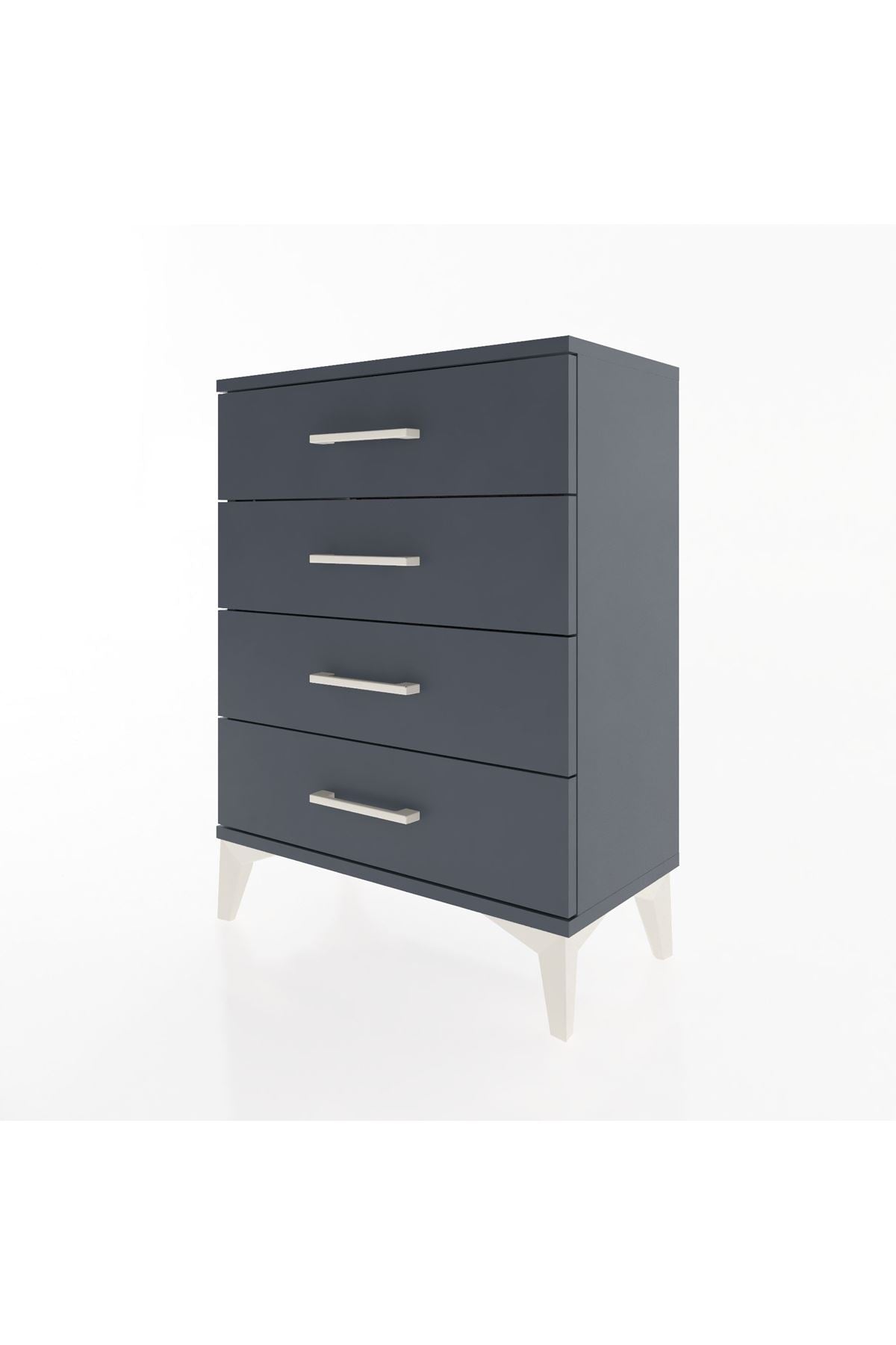 Arges Komodin 4 Çekmeceli 60x30x80 Antrasit-Antrasit
