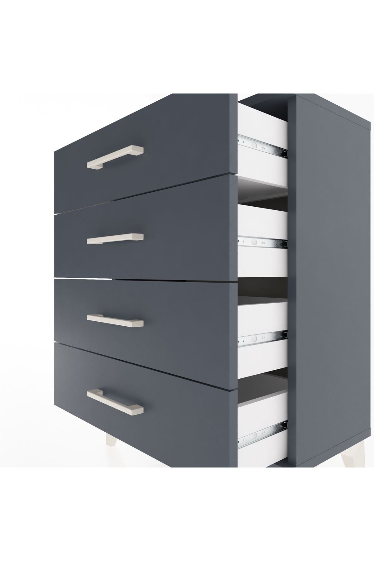 Arges Komodin 4 Çekmeceli 60x30x80 Antrasit-Antrasit
