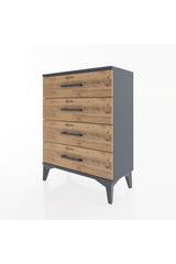 Arges Komodin 4 Çekmeceli 60x30x80 Antrasit-Çam