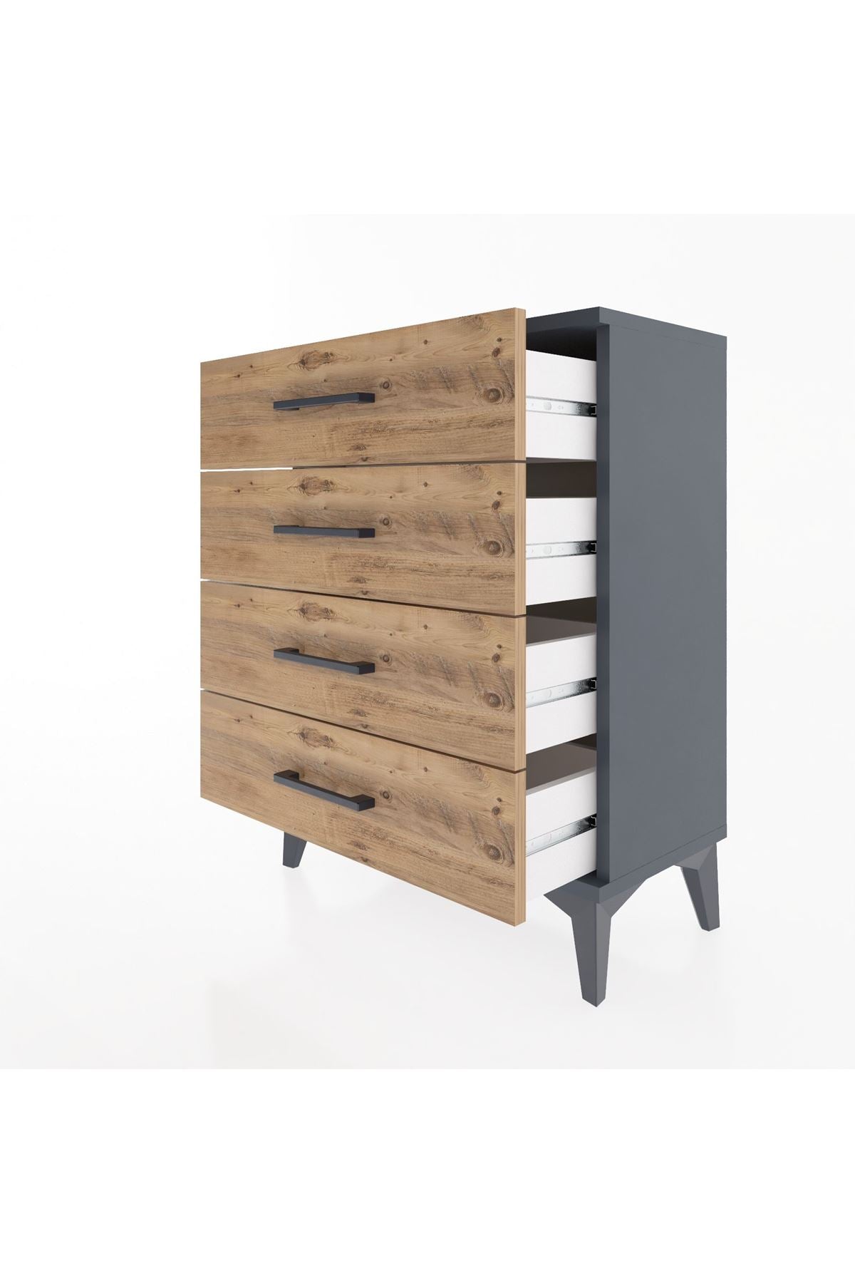 Arges Komodin 4 Çekmeceli 60x30x80 Antrasit-Çam