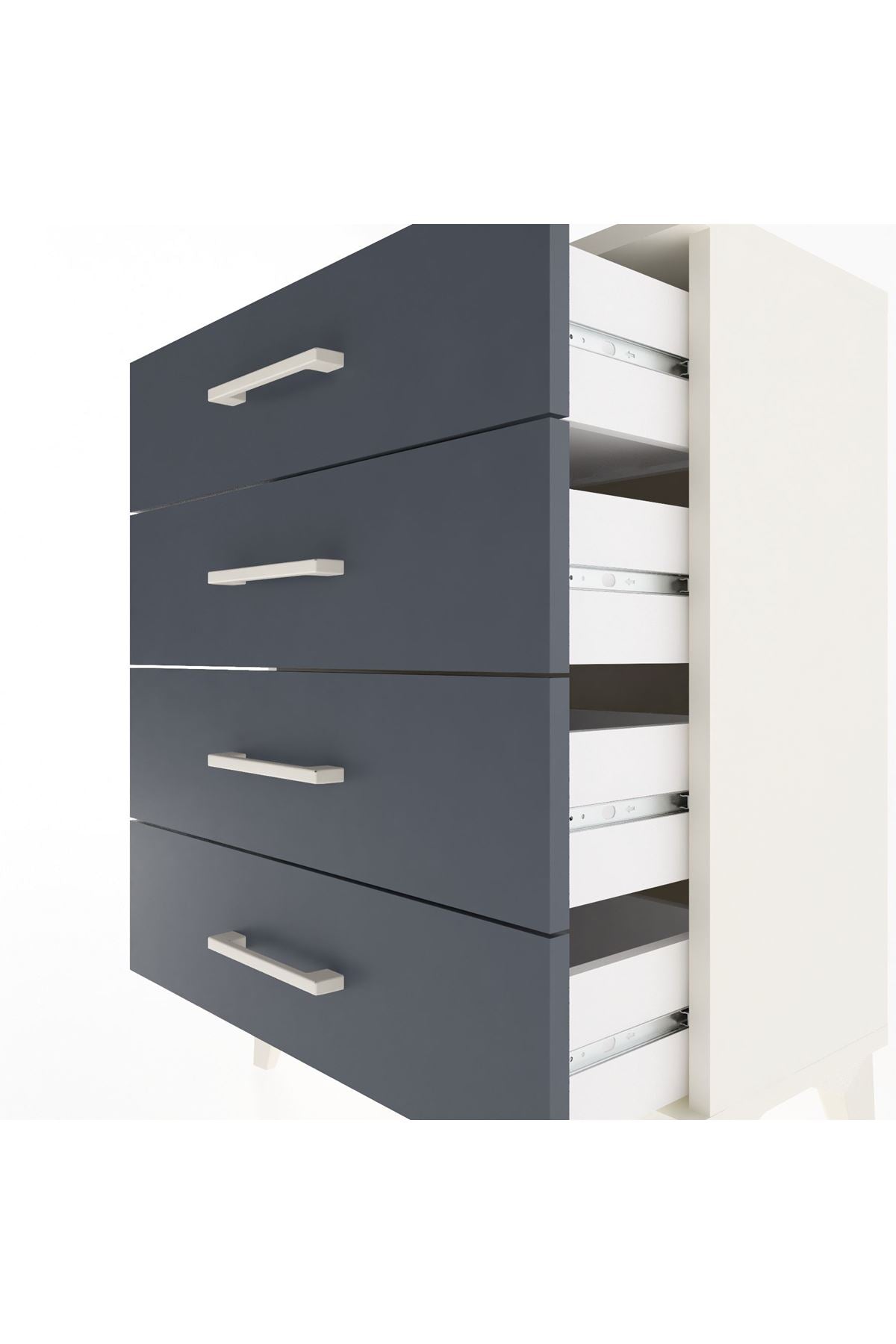 Arges Komodin 4 Çekmeceli 60x30x80 Aytaşı-Antrasit