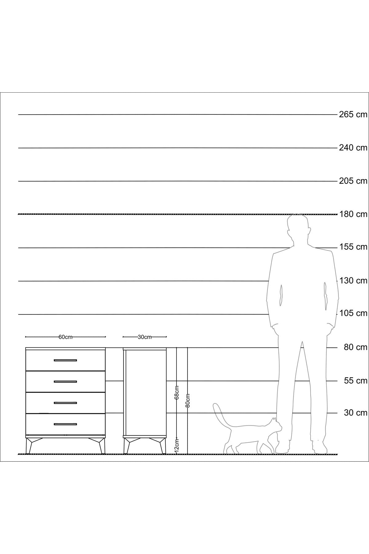 Arges Komodin 4 Çekmeceli 60x30x80 Aytaşı-Antrasit