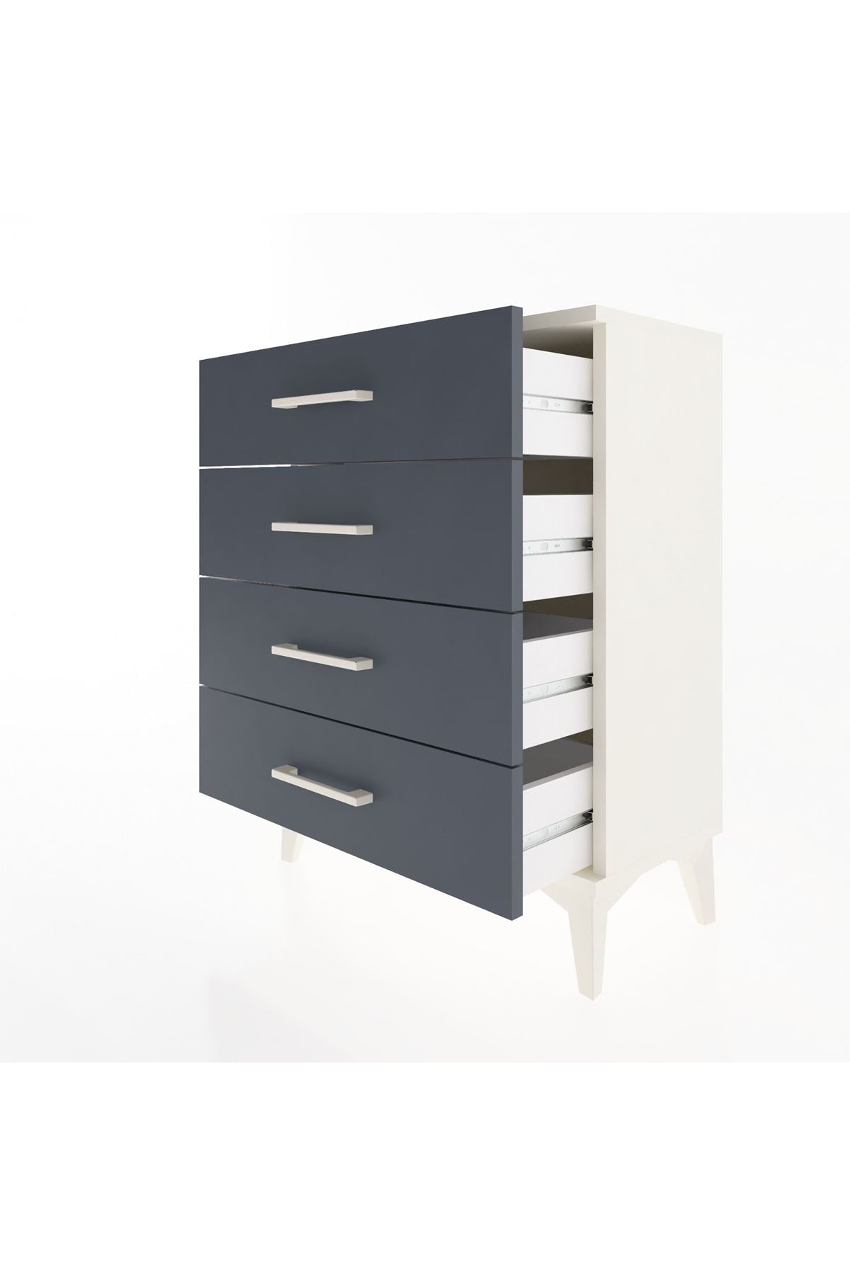 Arges Komodin 4 Çekmeceli 60x30x80 Aytaşı-Antrasit