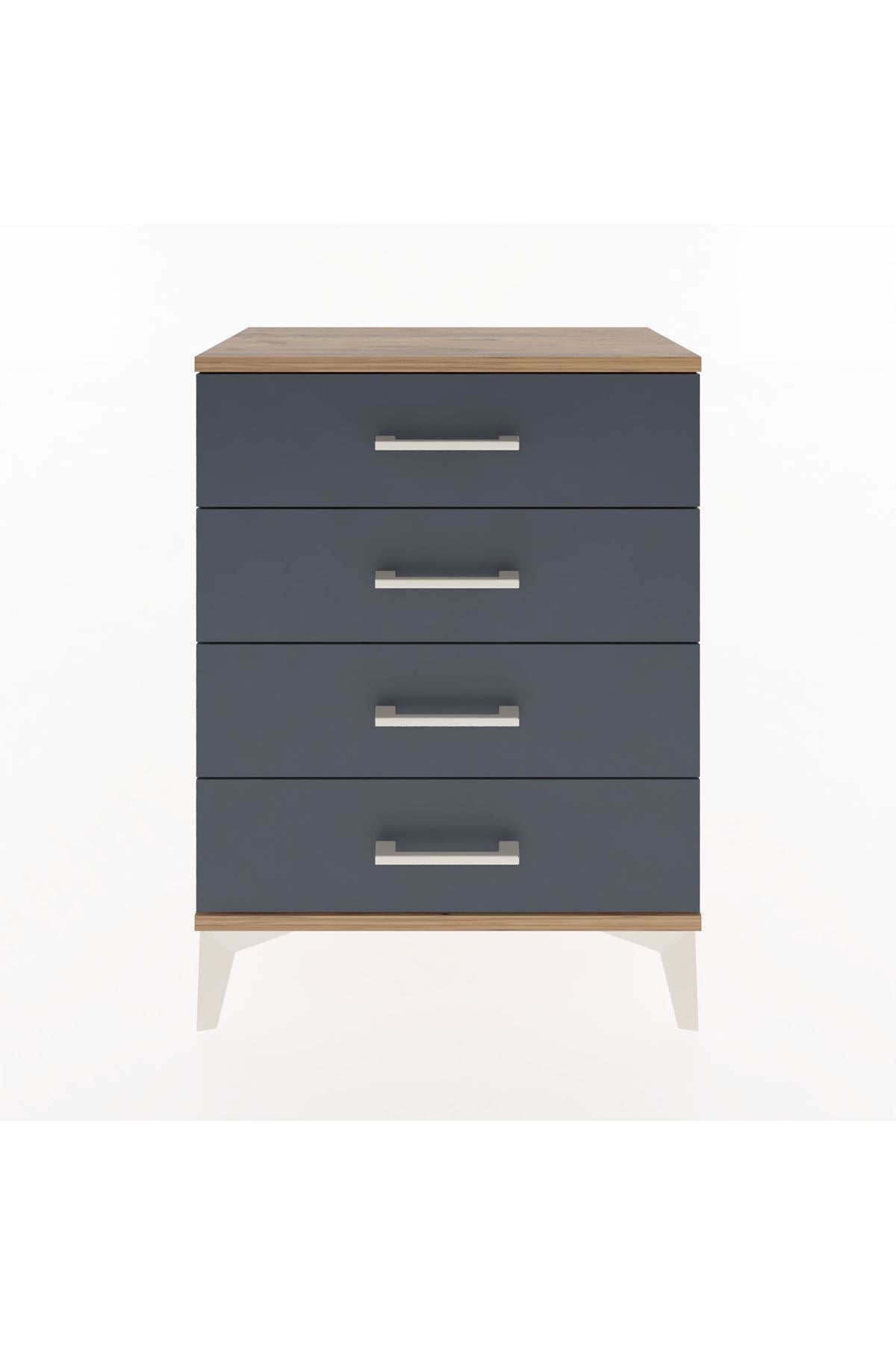 Arges Komodin 4 Çekmeceli 60x30x80 Çam-Antrasit