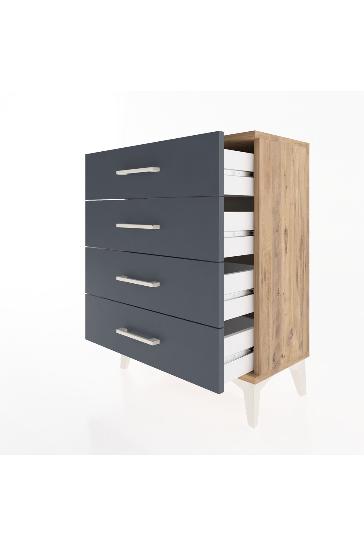 Arges Komodin 4 Çekmeceli 60x30x80 Çam-Antrasit