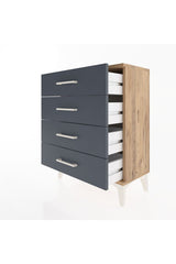 Arges Komodin 4 Çekmeceli 60x30x80 Çam-Antrasit