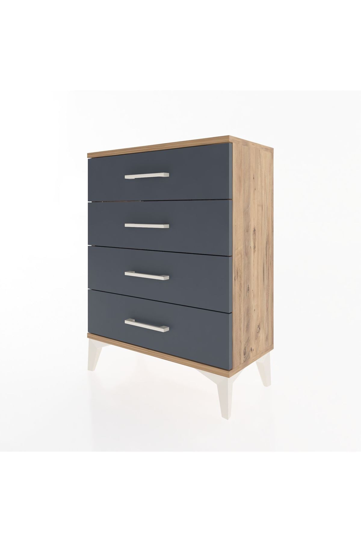 Arges Komodin 4 Çekmeceli 60x30x80 Çam-Antrasit