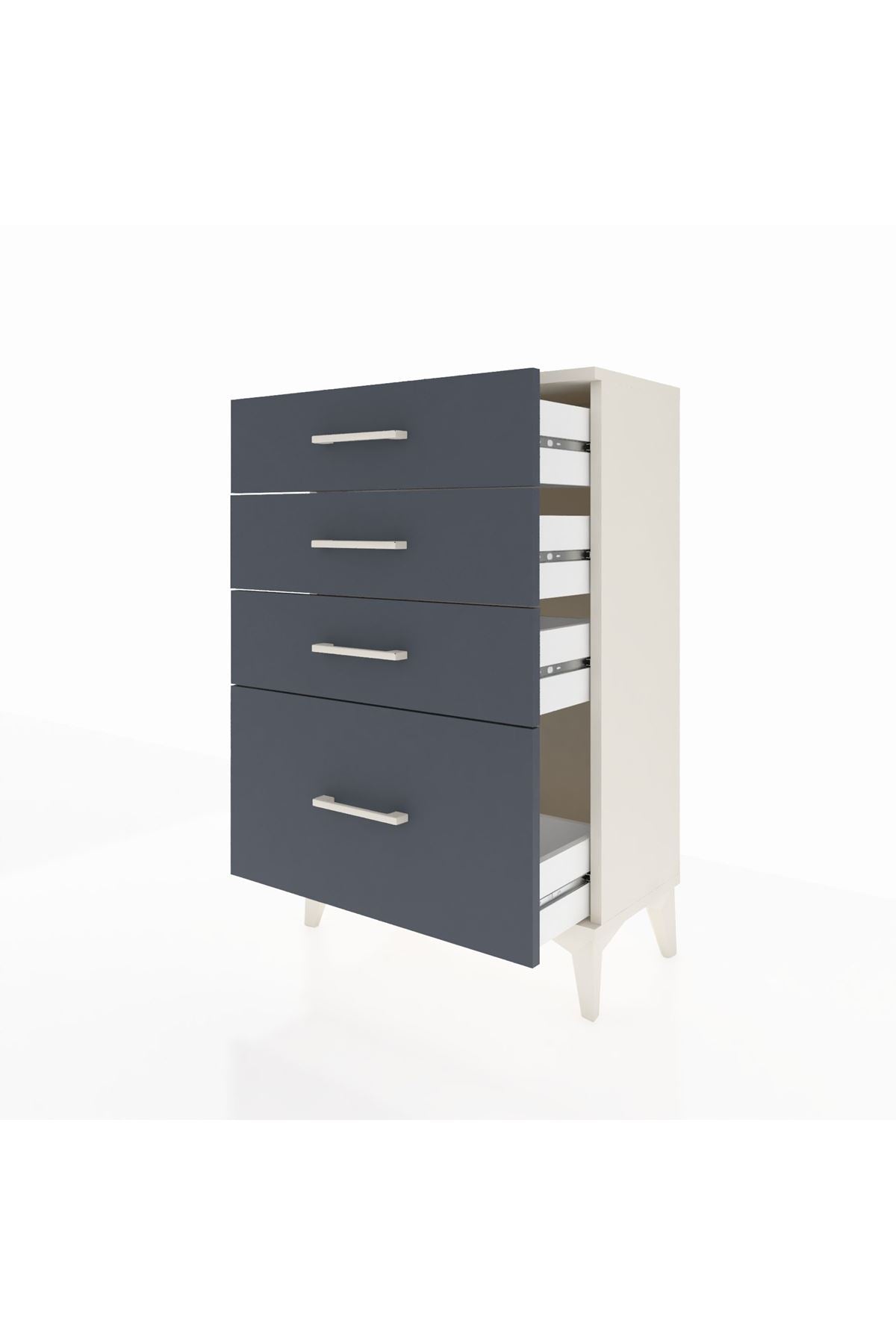 Arges Komodin 4 Çekmeceli 60x30x96 Aytaşı-Antrasit