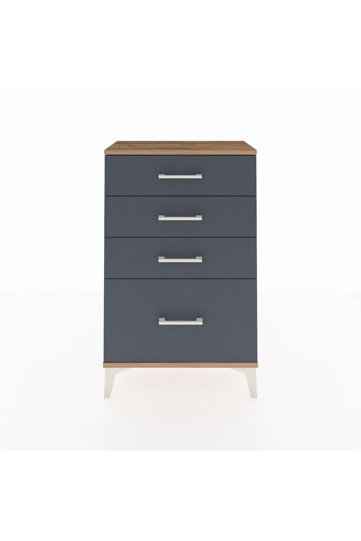 Arges Komodin 4 Çekmeceli 60x30x96 Çam-Antrasit