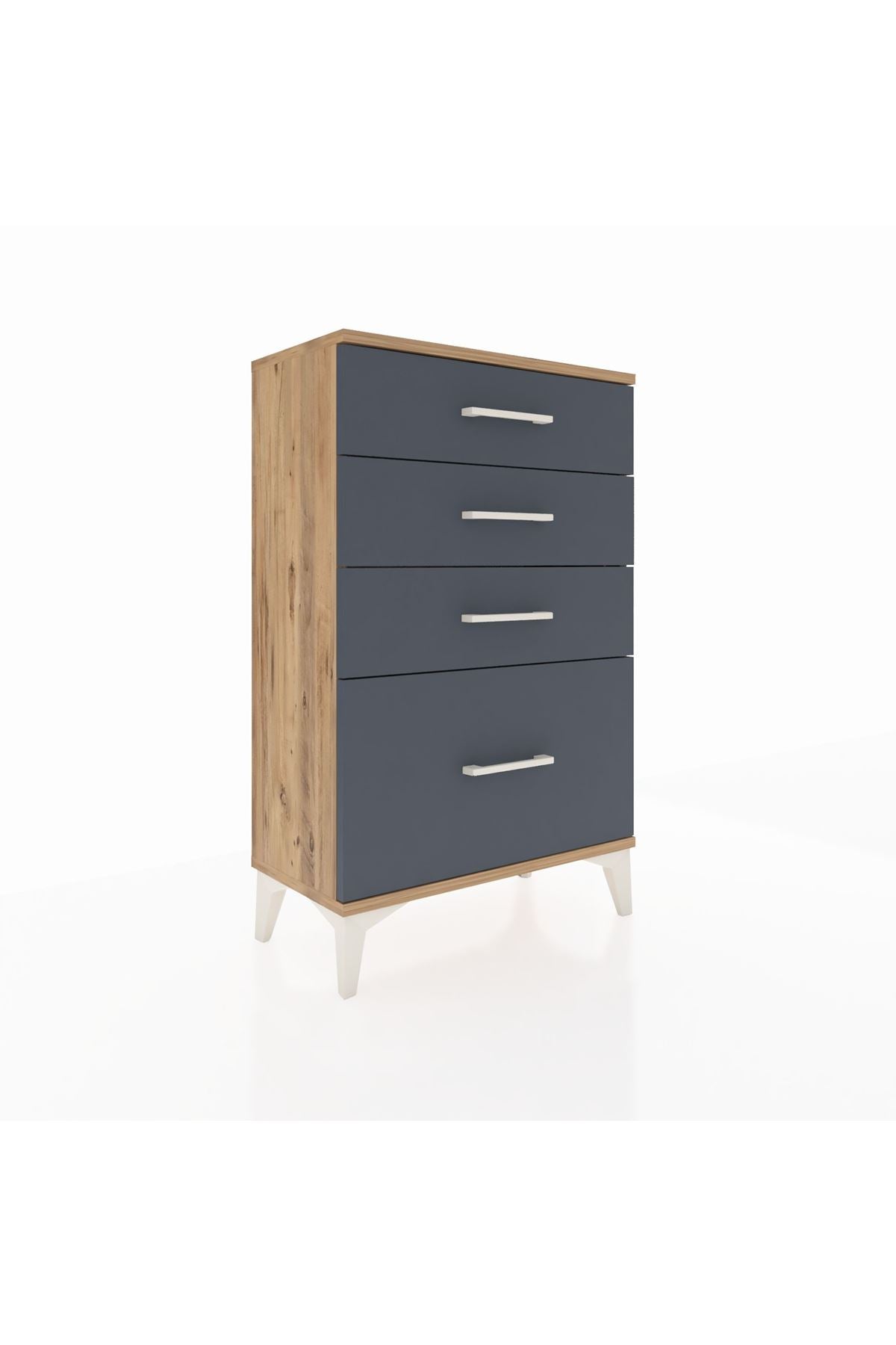 Arges Komodin 4 Çekmeceli 60x30x96 Çam-Antrasit