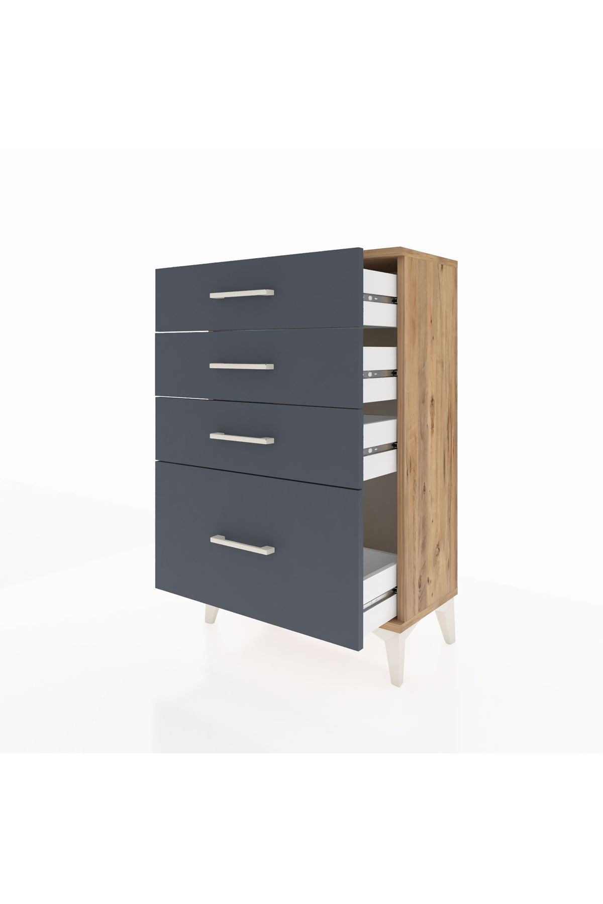 Arges Komodin 4 Çekmeceli 60x30x96 Çam-Antrasit