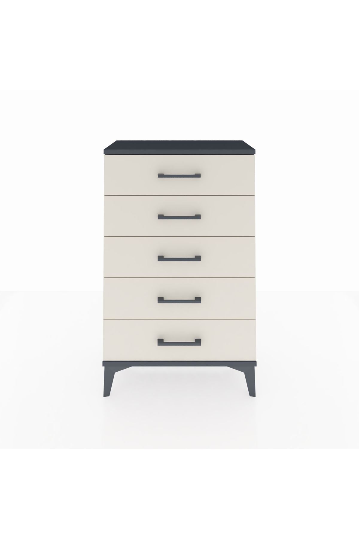 Arges Komodin 5 Çekmeceli 60x30x96 Antrasit-Aytaşı