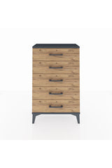 Arges Komodin 5 Çekmeceli 60x30x96 Antrasit-Çam