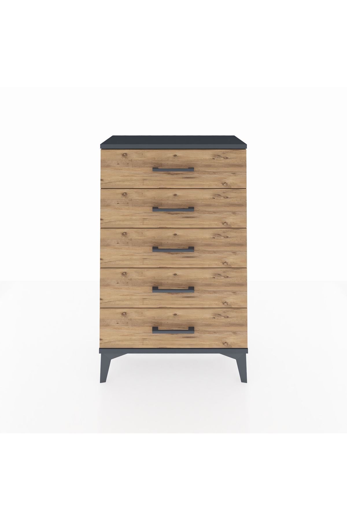 Arges Komodin 5 Çekmeceli 60x30x96 Antrasit-Çam