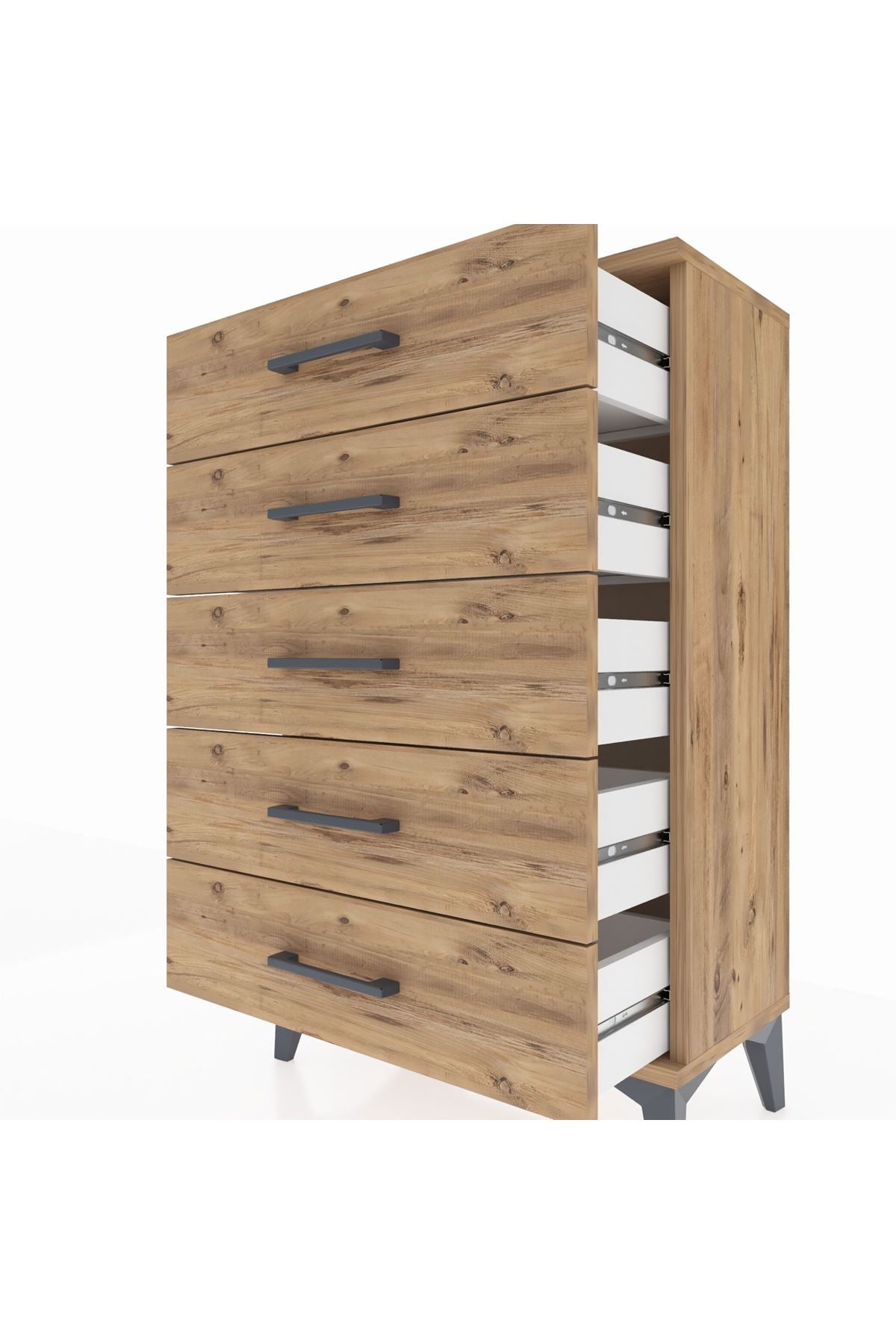 Arges Komodin 5 Çekmeceli 60x30x96 Çam-Çam