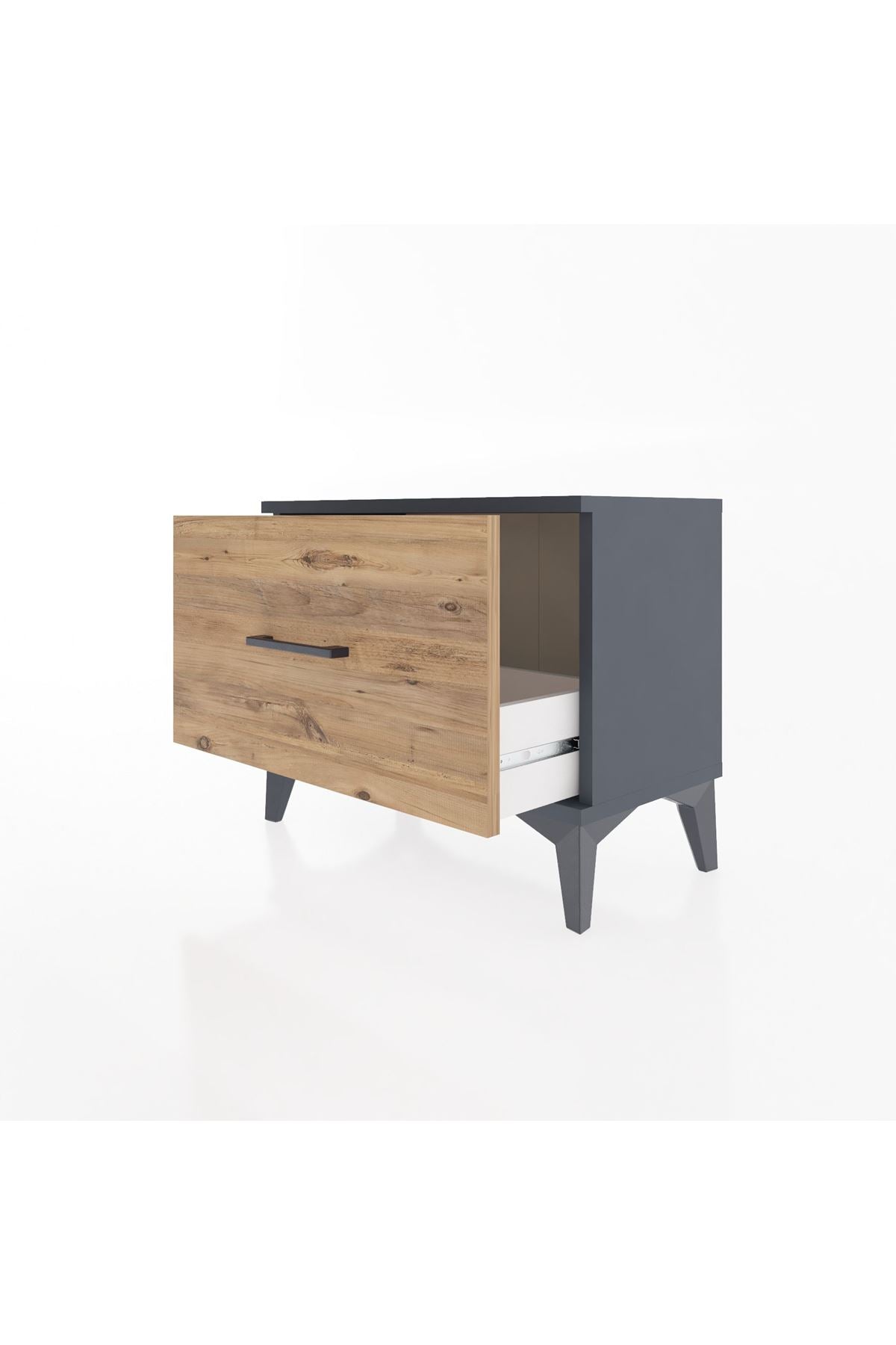 Arges Komodin Tek Çekmeceli 60x30x48 Antrasit-Çam