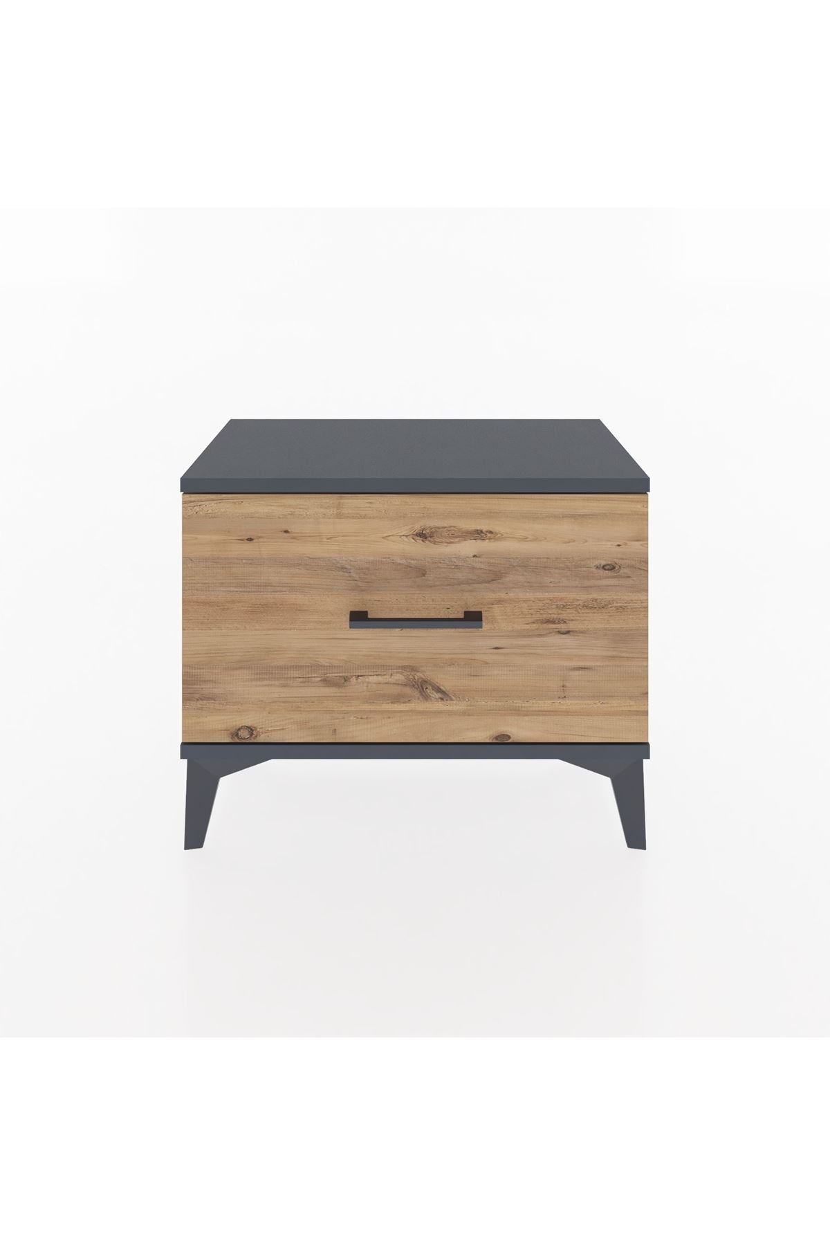 Arges Komodin Tek Çekmeceli 60x30x48 Antrasit-Çam