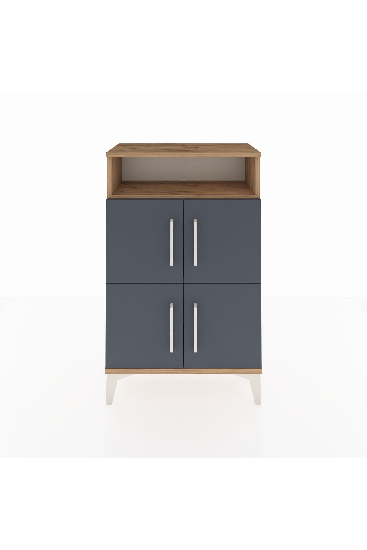 Arges Komodin Tek Raflı 4 Kapaklı 60x30x96 Çam-Antrasit